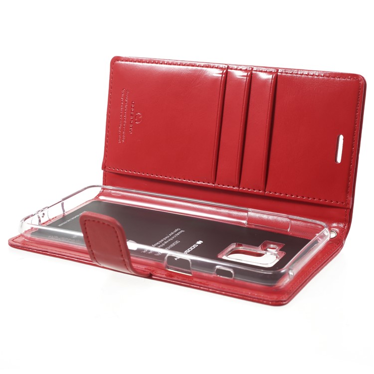 MERCURY GOOSPERY Blue Moon Leather Magnetic Stand Wallet Case for Samsung Galaxy A8 (2018) - Red-5