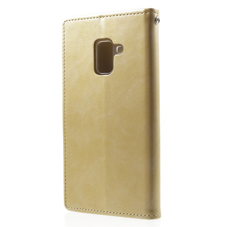 MERCURY GOOSPERY Blue Moon Leather Magnetic Stand Wallet Mobile Phone Case for Samsung Galaxy A8 (2018) - Gold-2