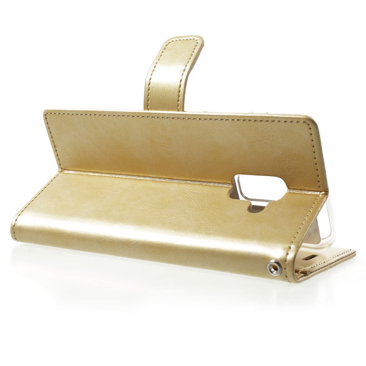 MERCURY GOOSPERY Blue Moon Leather Magnetic Stand Wallet Mobile Phone Case for Samsung Galaxy A8 (2018) - Gold-4