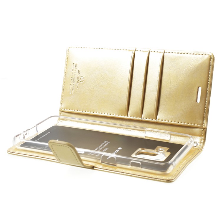 MERCURY GOOSPERY Blue Moon Leather Magnetic Stand Wallet Mobile Phone Case for Samsung Galaxy A8 (2018) - Gold-5