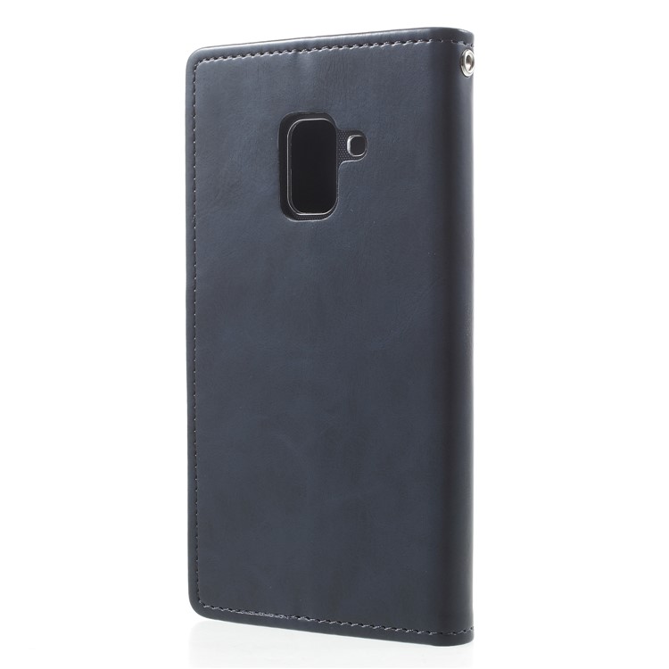 MERCURY GOOSPERY Blue Moon Leather Magnetic Stand Wallet Mobile Phone Cover for Samsung Galaxy A8 (2018) - Dark Blue-2