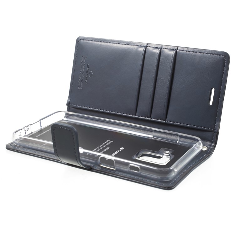 MERCURY GOOSPERY Blue Moon Leather Magnetic Stand Wallet Mobile Phone Cover for Samsung Galaxy A8 (2018) - Dark Blue-5