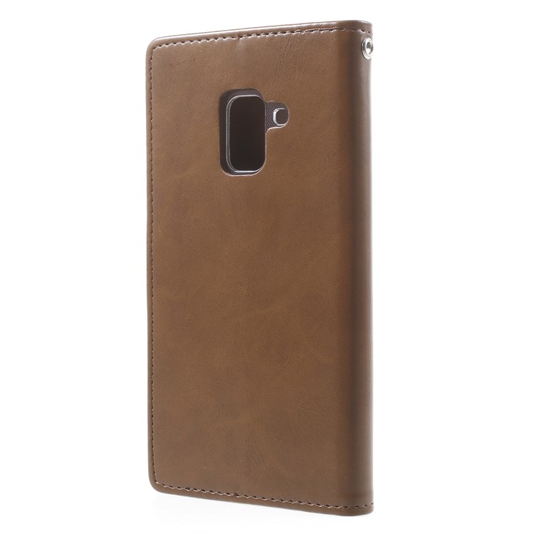 MERCURY GOOSPERY Blue Moon Leather Magnetic Stand Wallet Cell Phone Cover for Samsung Galaxy A8 (2018) - Coffee-2