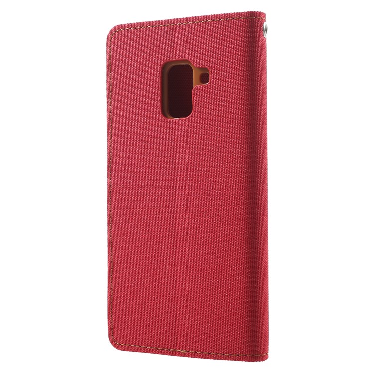 MERCURY GOOSPERY Canvas Leather Wallet Case for Samsung Galaxy A8 (2018) - Red-2