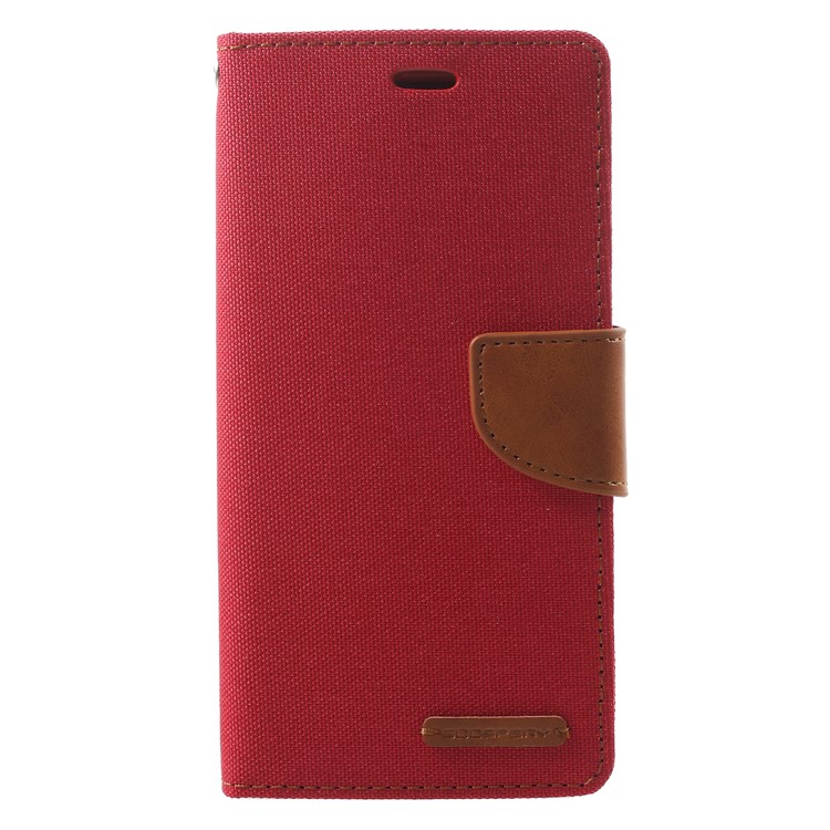 MERCURY GOOSPERY Canvas Leather Wallet Case for Samsung Galaxy A8 (2018) - Red-3
