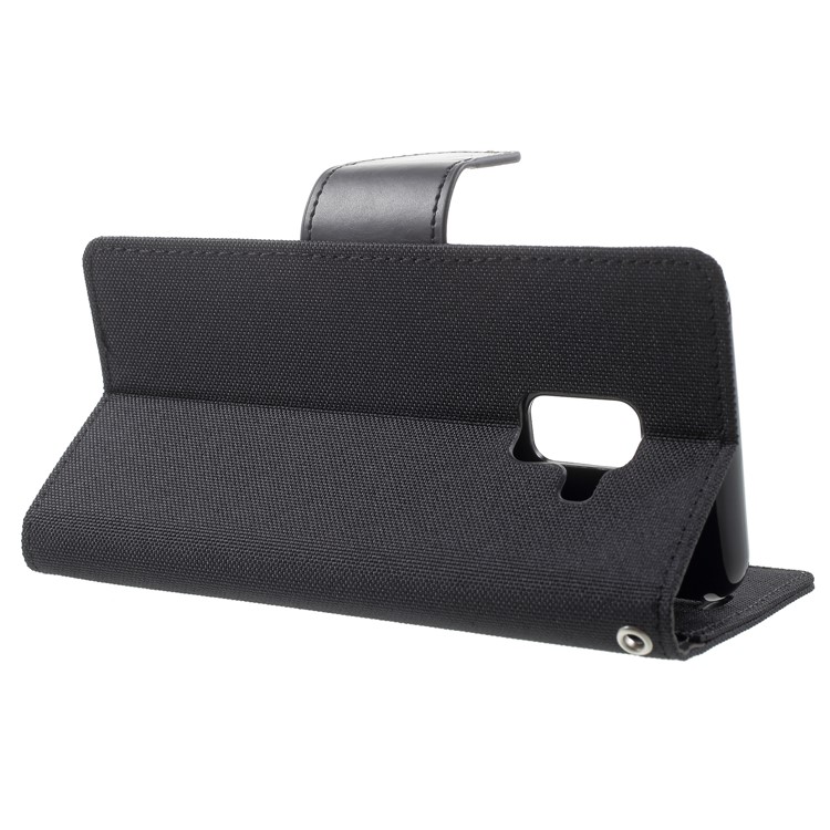 MERCURY GOOSPERY Canvas Leather Wallet Cover for Samsung Galaxy A8 (2018) - Black-4