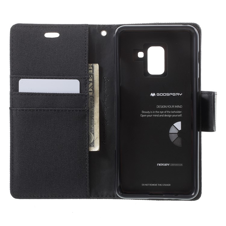 MERCURY GOOSPERY Canvas Leather Wallet Cover for Samsung Galaxy A8 (2018) - Black-5