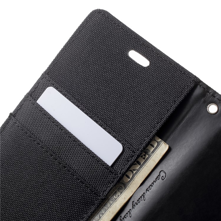 MERCURY GOOSPERY Canvas Leather Wallet Cover for Samsung Galaxy A8 (2018) - Black-6