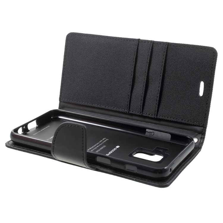 MERCURY GOOSPERY Canvas Leather Wallet Cover for Samsung Galaxy A8 (2018) - Black-7