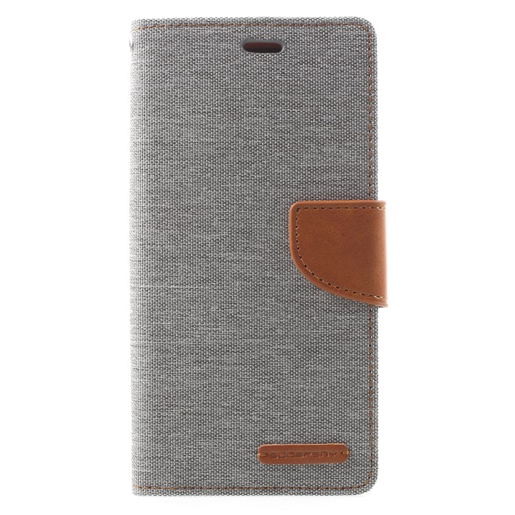 MERCURY GOOSPERY Canvas Leather Wallet Case Shell for Samsung Galaxy A8 (2018) - Grey-1