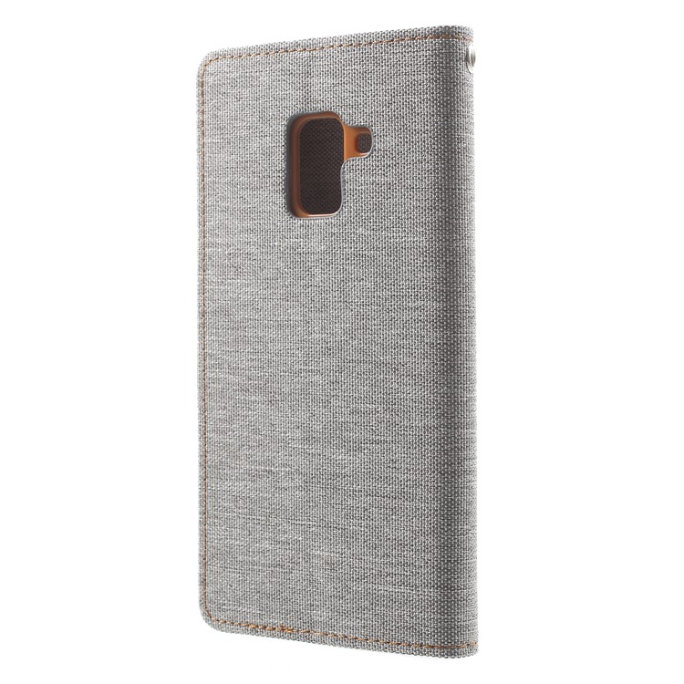 MERCURY GOOSPERY Canvas Leather Wallet Case Shell for Samsung Galaxy A8 (2018) - Grey-2