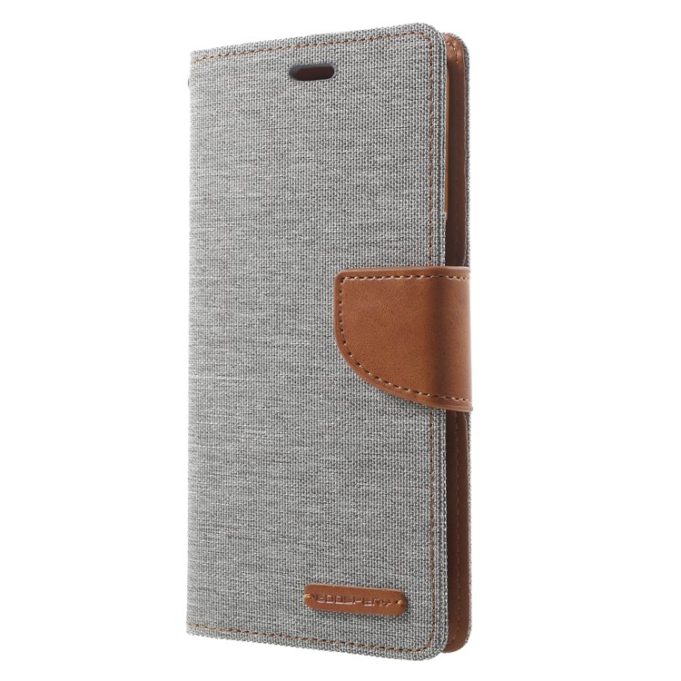MERCURY GOOSPERY Canvas Leather Wallet Case Shell for Samsung Galaxy A8 (2018) - Grey-3