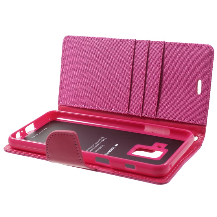 MERCURY GOOSPERY Canvas Leather Card Holder Case for Samsung Galaxy A8 (2018) - Rose-5