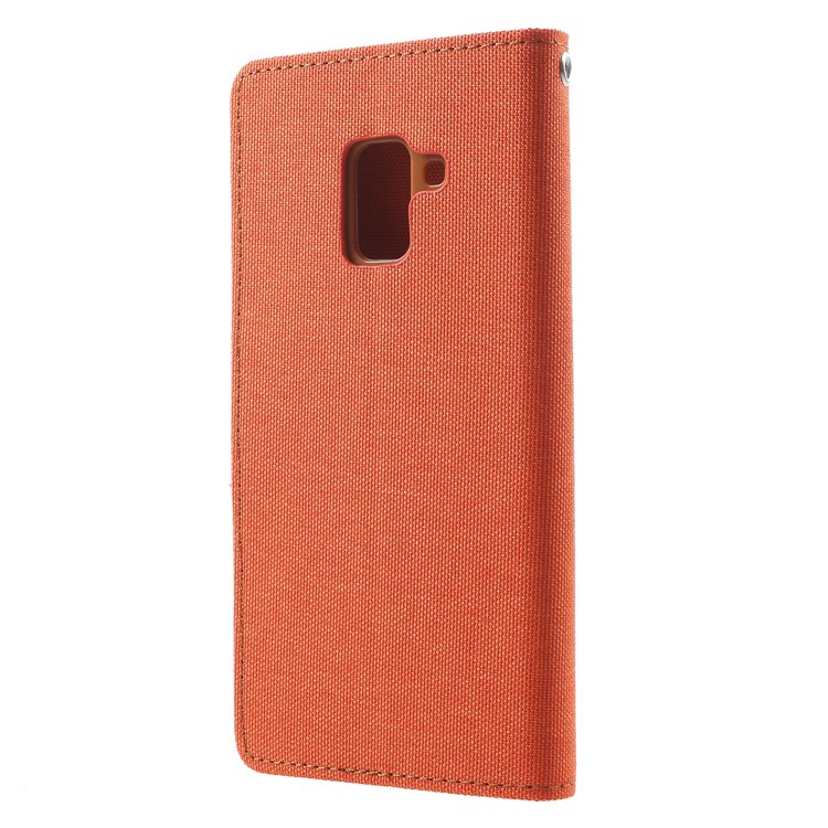 MERCURY GOOSPERY Canvas Leather Wallet Cover Shell for Samsung Galaxy A8 (2018) - Orange-2