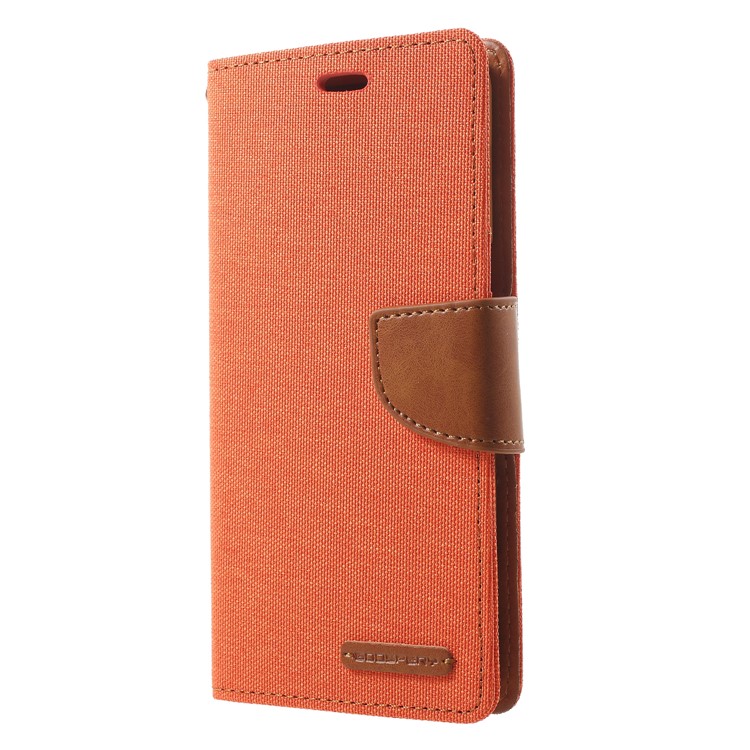 MERCURY GOOSPERY Canvas Leather Wallet Cover Shell for Samsung Galaxy A8 (2018) - Orange-3