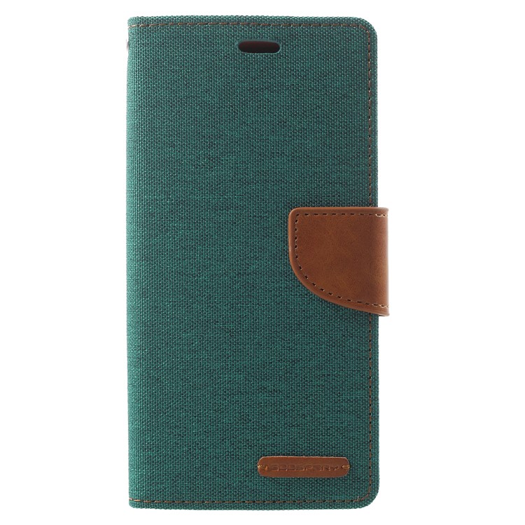 MERCURY GOOSPERY Canvas Leather Wallet Case Phone Shell for Samsung Galaxy A8 (2018) - Green-1