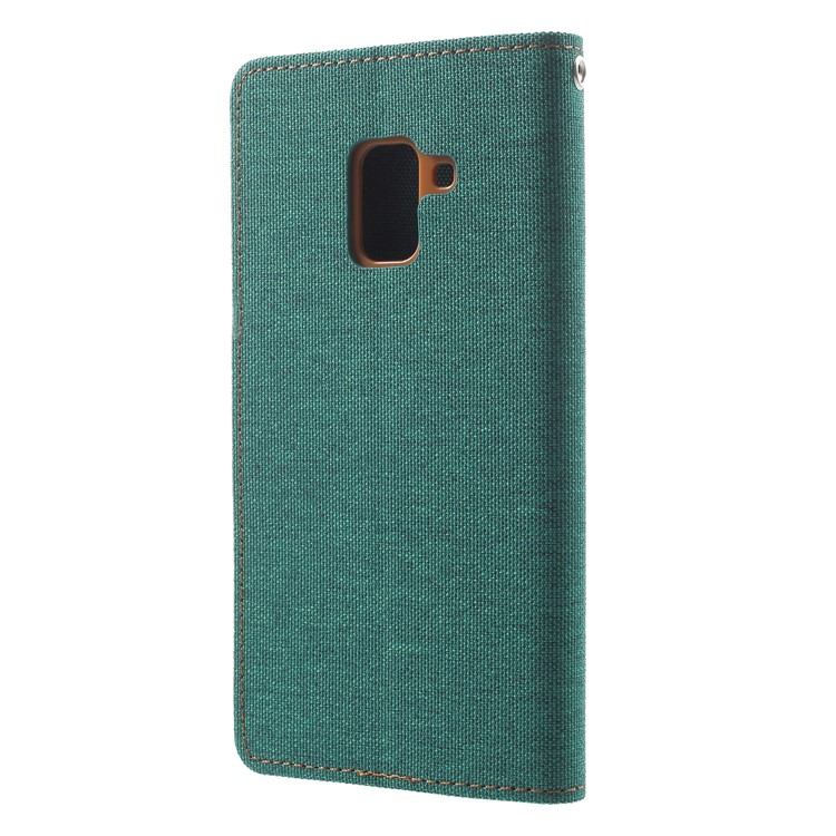 MERCURY GOOSPERY Canvas Leather Wallet Case Phone Shell for Samsung Galaxy A8 (2018) - Green-2