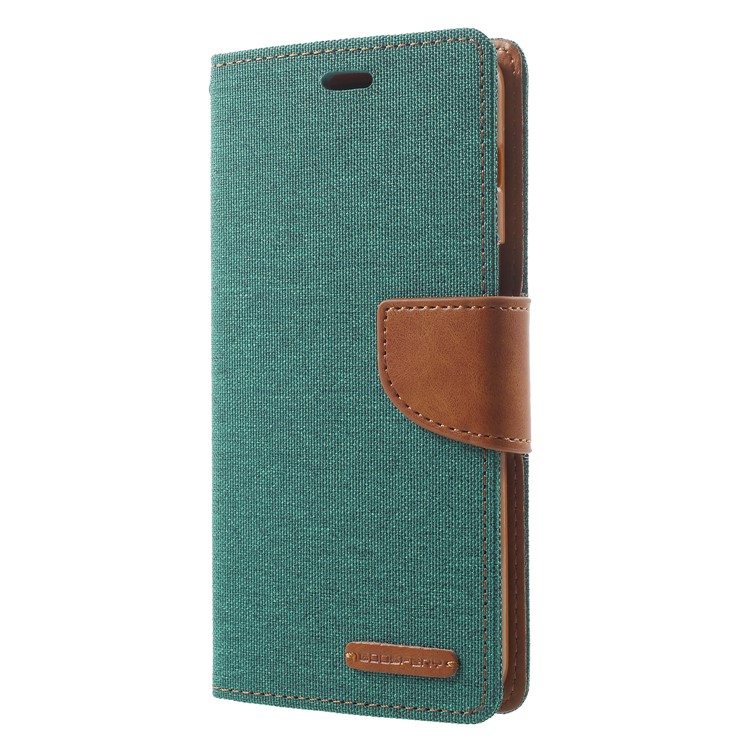 MERCURY GOOSPERY Canvas Leather Wallet Case Phone Shell for Samsung Galaxy A8 (2018) - Green-3