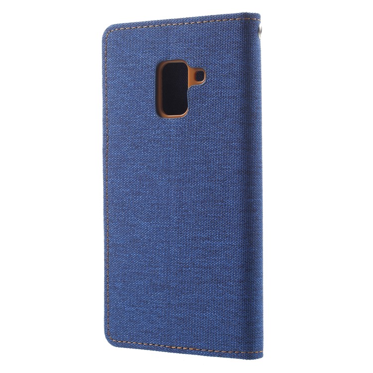 MERCURY GOOSPERY Canvas Leather Stand Case with Card Slots for Samsung Galaxy A8 (2018) - Baby Blue-2