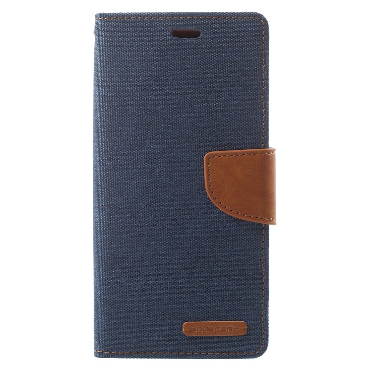 MERCURY GOOSPERY Canvas Leather Stand Cover with Card Slots for Samsung Galaxy A8 (2018) - Dark Blue-1