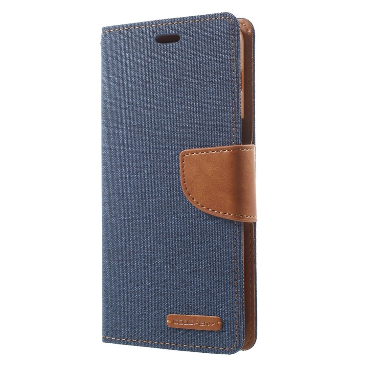 MERCURY GOOSPERY Canvas Leather Stand Cover with Card Slots for Samsung Galaxy A8 (2018) - Dark Blue-3