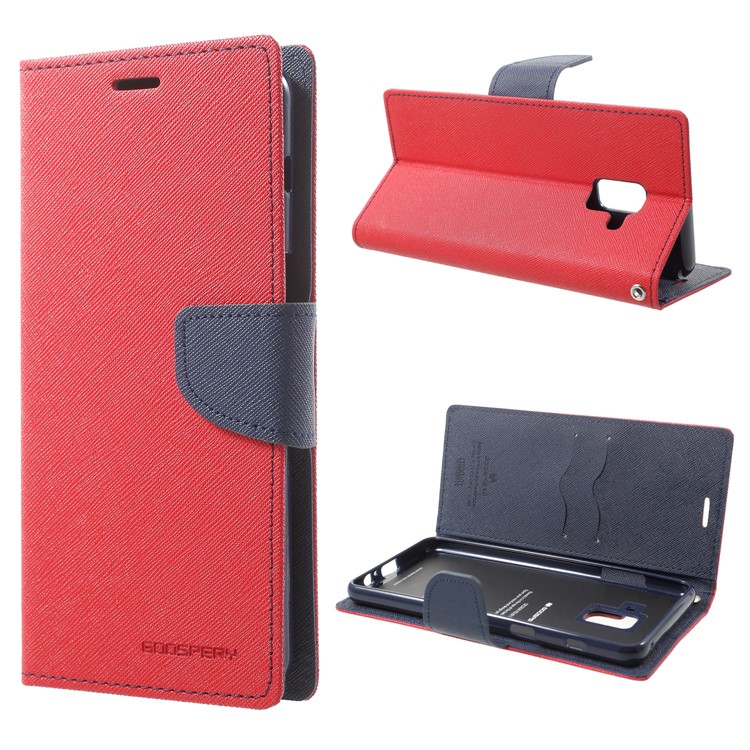 MERCURY GOOSPERY Fancy Diary Leather Wallet Case for Samsung Galaxy A8+ (2018) - Red-1