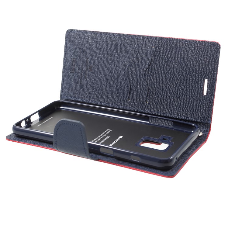 MERCURY GOOSPERY Fancy Diary Leather Wallet Case for Samsung Galaxy A8+ (2018) - Red-5