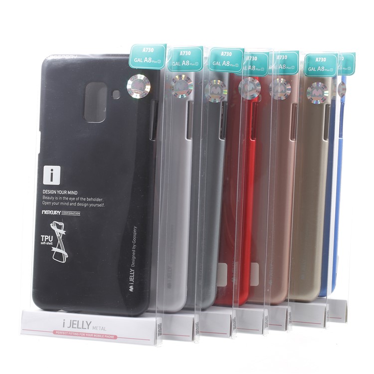 MERCURY GOOSPERY i JELLY Metallic TPU Mobile Phone Case for Samsung Galaxy A8+ (2018) - Black-5
