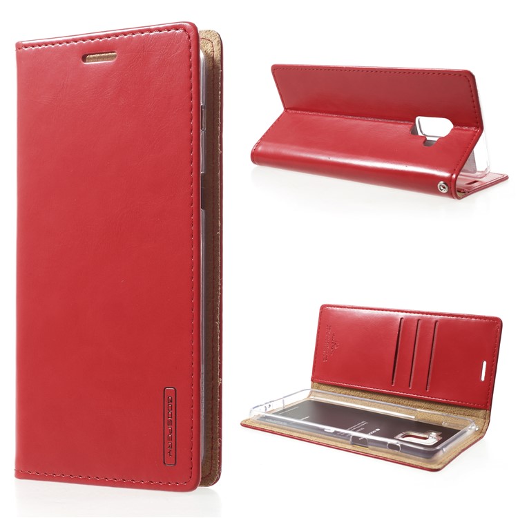 MERCURY GOOSPERY Blue Moon Leather Wallet Case for Samsung Galaxy A8+ (2018) - Red-1