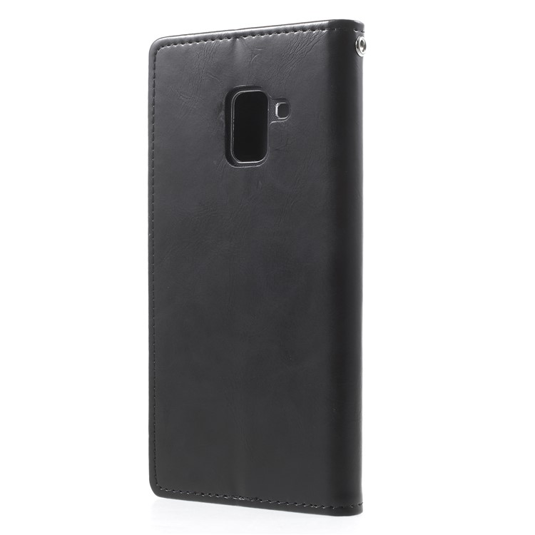 MERCURY GOOSPERY Blue Moon Leather Wallet Cover for Samsung Galaxy A8+ (2018) - Black-2