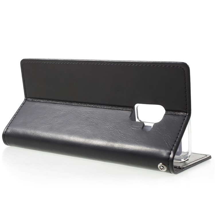 MERCURY GOOSPERY Blue Moon Leather Wallet Cover for Samsung Galaxy A8+ (2018) - Black-4
