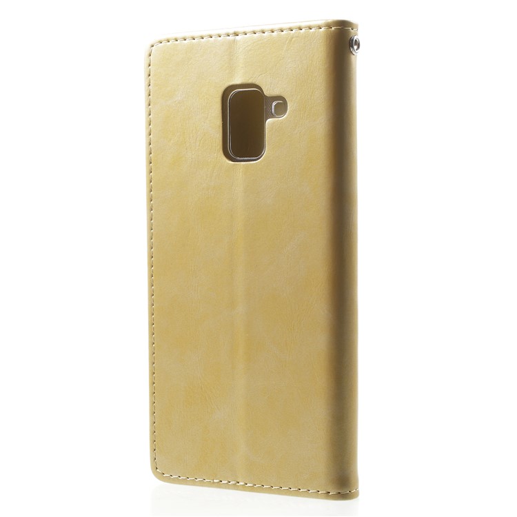 MERCURY GOOSPERY Blue Moon Leather Wallet Mobile Phone Case for Samsung Galaxy A8+ (2018) - Gold-2