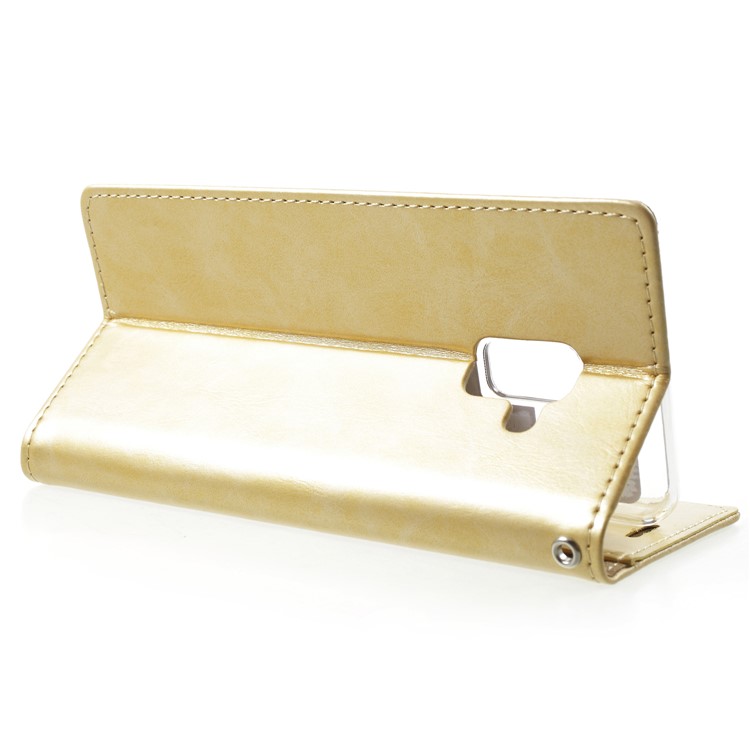 MERCURY GOOSPERY Blue Moon Leather Wallet Mobile Phone Case for Samsung Galaxy A8+ (2018) - Gold-4