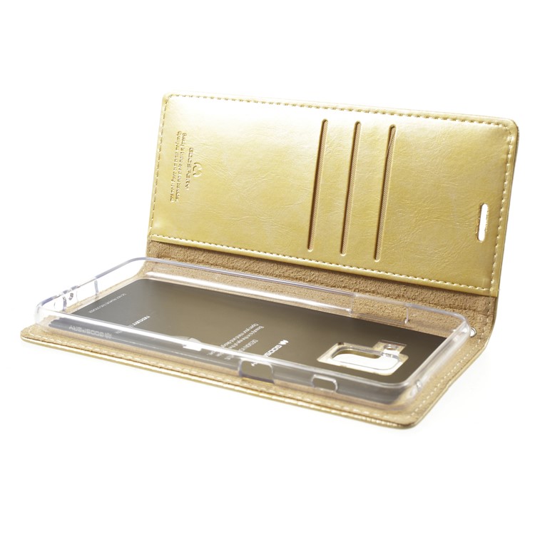 MERCURY GOOSPERY Blue Moon Leather Wallet Mobile Phone Case for Samsung Galaxy A8+ (2018) - Gold-5