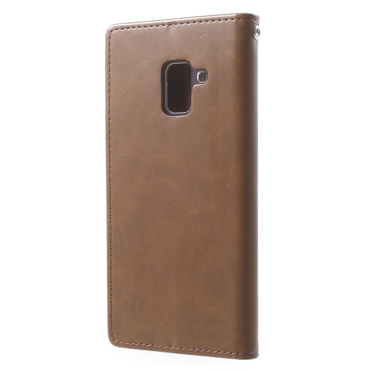 MERCURY GOOSPERY Blue Moon Leather Wallet Mobile Phone Cover for Samsung Galaxy A8+ (2018) - Coffee-2