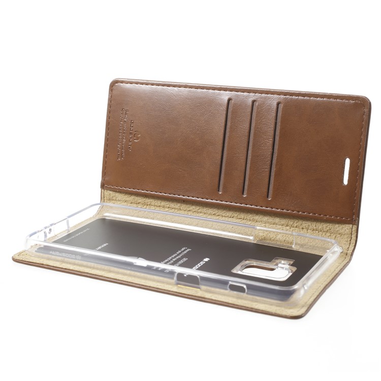 MERCURY GOOSPERY Blue Moon Leather Wallet Mobile Phone Cover for Samsung Galaxy A8+ (2018) - Coffee-5