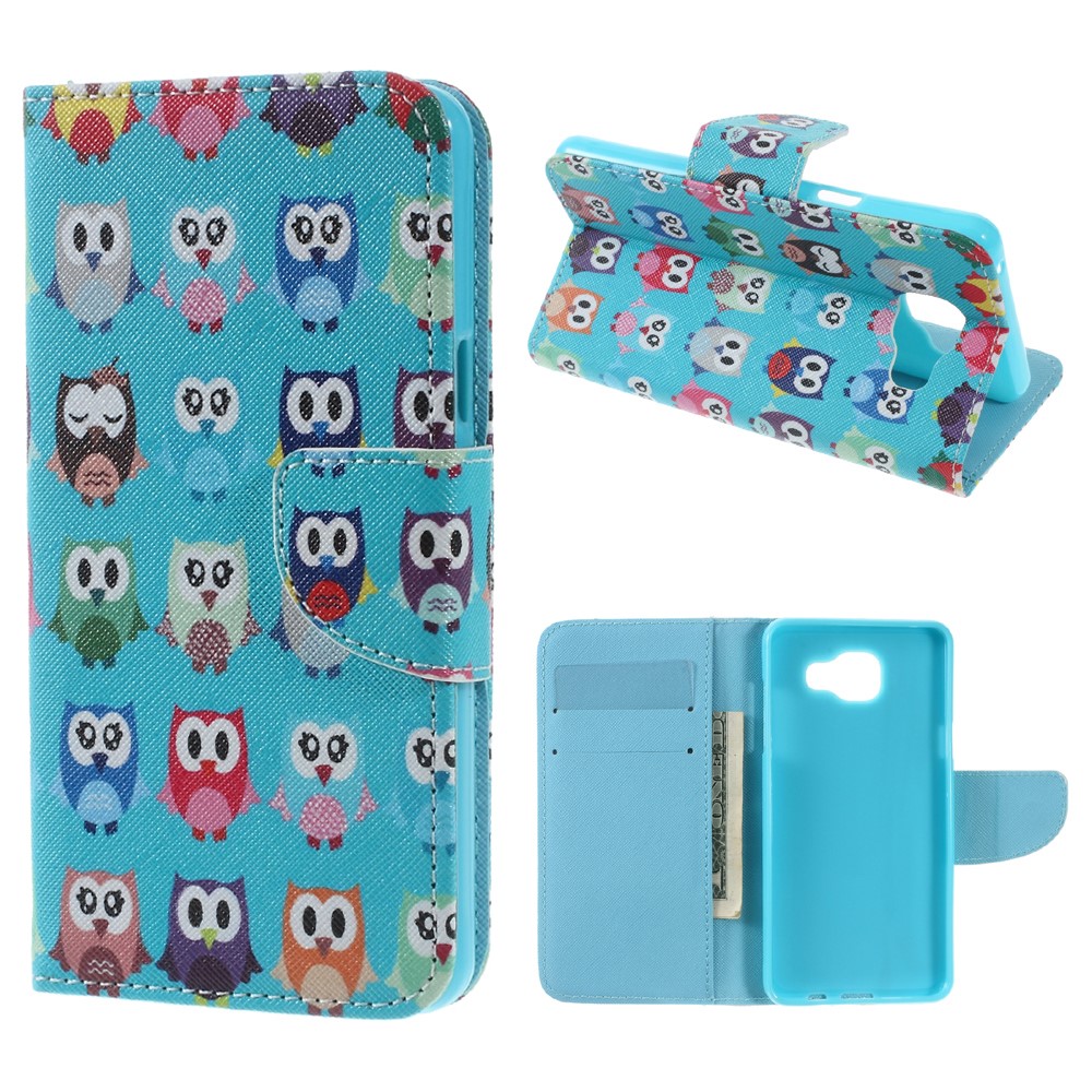 Wallet Leather Cover Case for Samsung Galaxy A5 SM-A510F (2016) - Multiple Owls-1