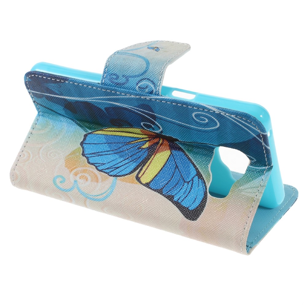 Magnetic Leather Stand Cover for Samsung Galaxy A5 SM-A510F (2016) - Blue Butterfly-3