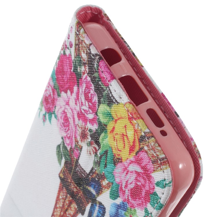 Wallet Leather Stand Cover Case for Samsung Galaxy A5 SM-A510F (2016) - Eiffel Tower & Flowers-9