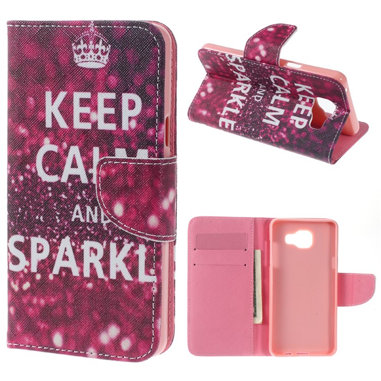 Wallet Leather Stand Case for Samsung Galaxy A5 SM-A510F (2016) - Keep Calm and Sparkle-1