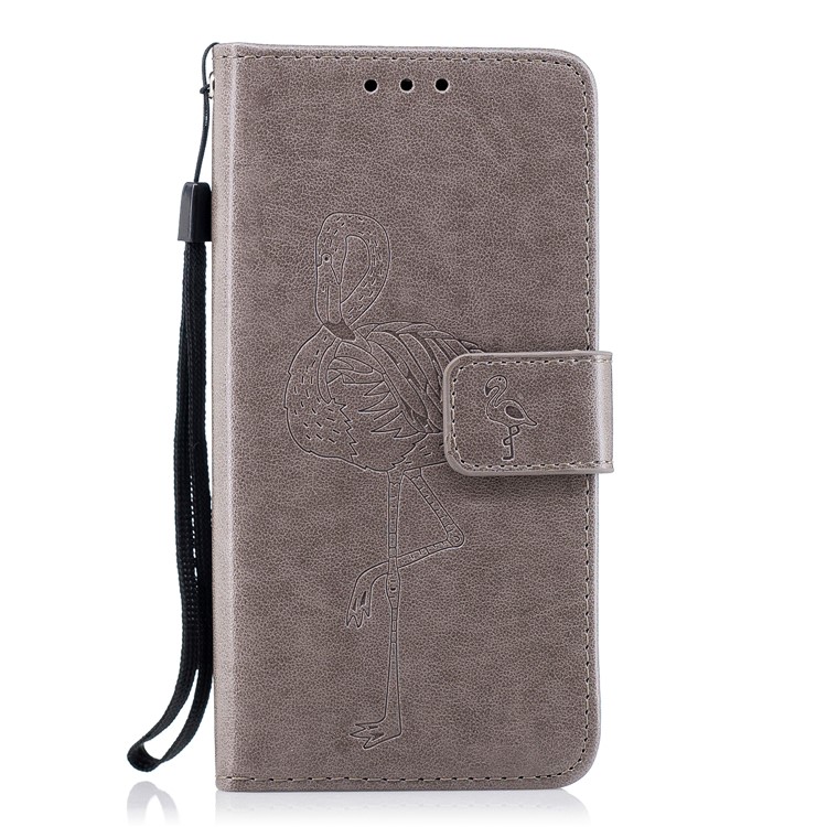 Imprinted Flamingo Pattern Leather Magnetic Phone Casing with Strap for Samsung Galaxy J5 Pro (2017) / J5 (2017) EU Version - Grey-2