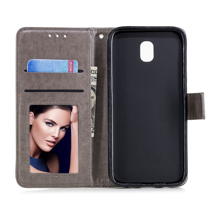 Imprinted Flamingo Pattern Leather Magnetic Phone Casing with Strap for Samsung Galaxy J5 Pro (2017) / J5 (2017) EU Version - Grey-6