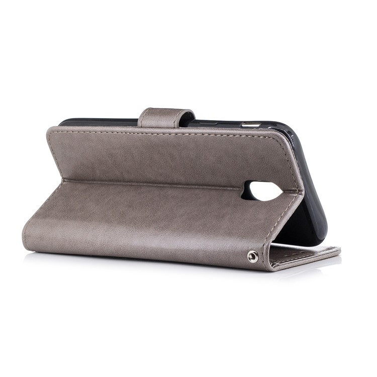 Imprinted Flamingo Pattern Leather Magnetic Phone Casing with Strap for Samsung Galaxy J5 Pro (2017) / J5 (2017) EU Version - Grey-7