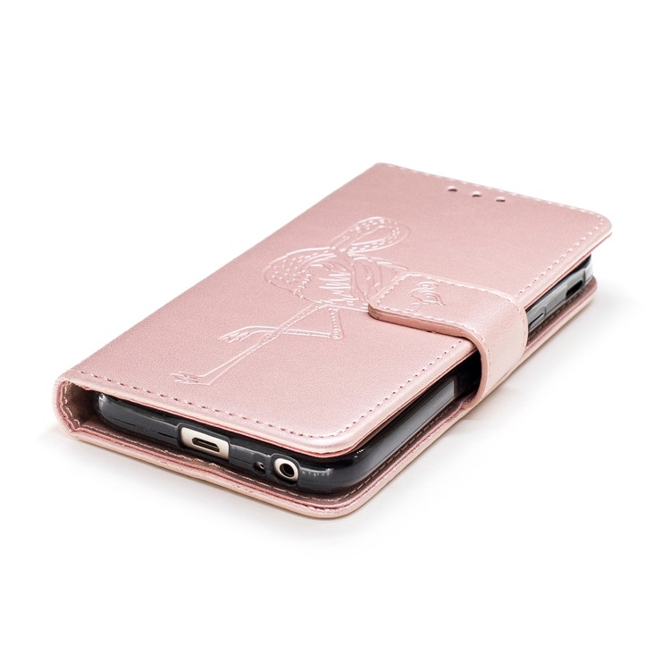 Imprinted Flamingo Pattern Leather Magnetic Case with Strap for Samsung Galaxy J3 (2017) EU Version / J3 Pro (2017) - Rose Gold-6
