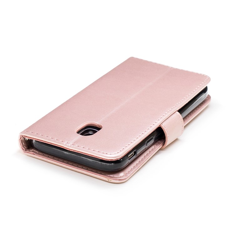 Imprinted Flamingo Pattern Leather Magnetic Case with Strap for Samsung Galaxy J3 (2017) EU Version / J3 Pro (2017) - Rose Gold-7
