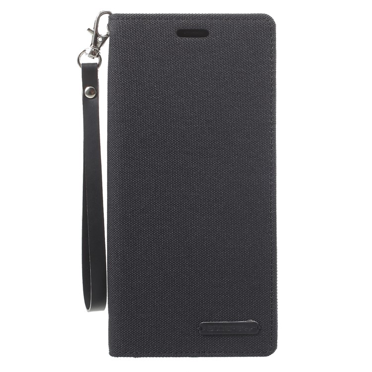 MERCURY GOOSPERY Canvas Flip Card Holder Leather Case with Strap for Samsung Galaxy Note 8 SM-N950 - Black-3