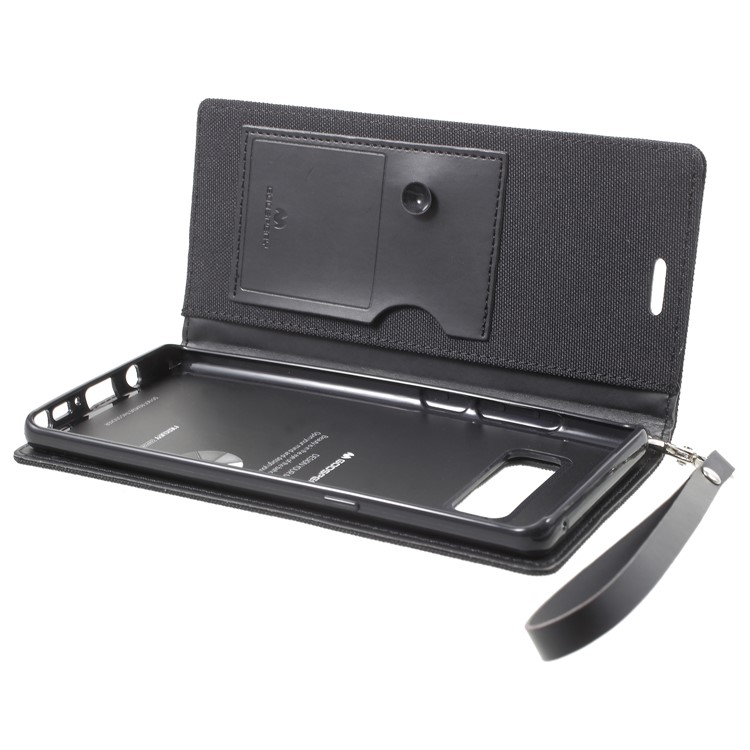 MERCURY GOOSPERY Canvas Flip Card Holder Leather Case with Strap for Samsung Galaxy Note 8 SM-N950 - Black-8