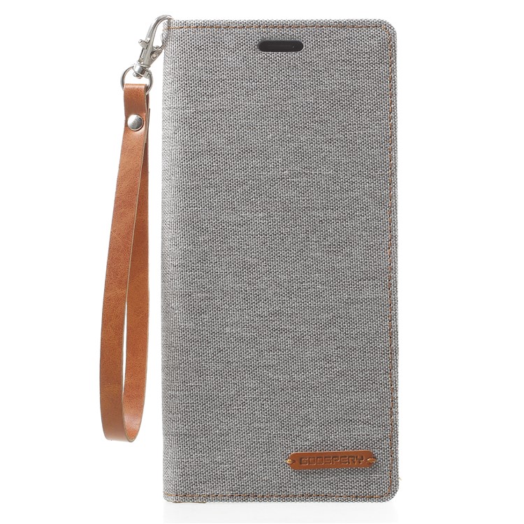 MERCURY GOOSPERY Canvas Flip Card Slot Leather Case with Strap for Samsung Galaxy Note 8 SM-N950 - Grey-1
