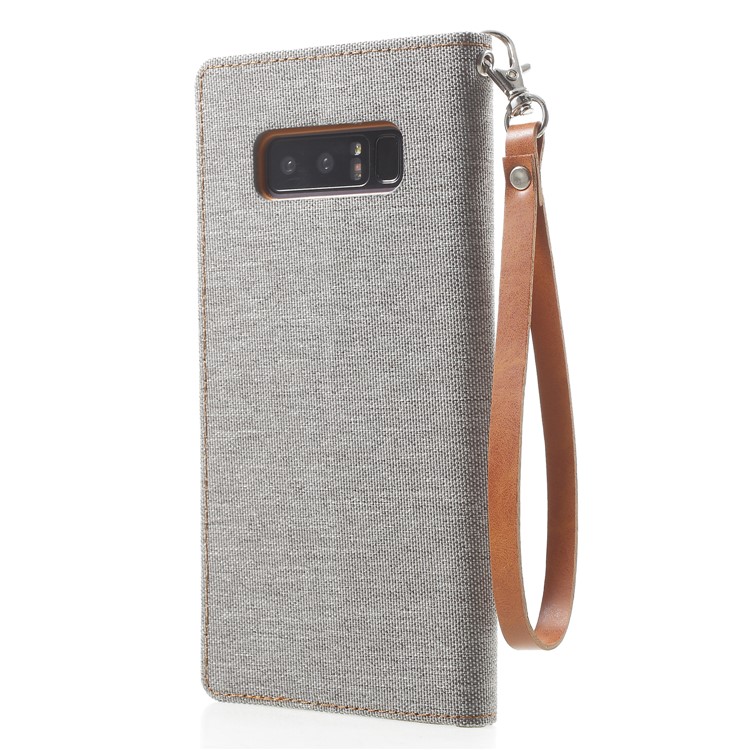 MERCURY GOOSPERY Canvas Flip Card Slot Leather Case with Strap for Samsung Galaxy Note 8 SM-N950 - Grey-2