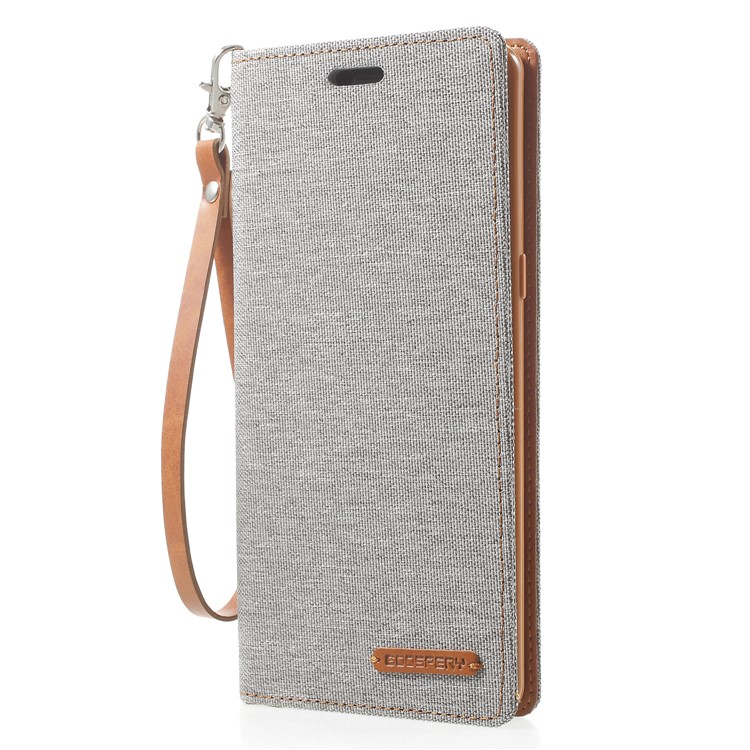 MERCURY GOOSPERY Canvas Flip Card Slot Leather Case with Strap for Samsung Galaxy Note 8 SM-N950 - Grey-3